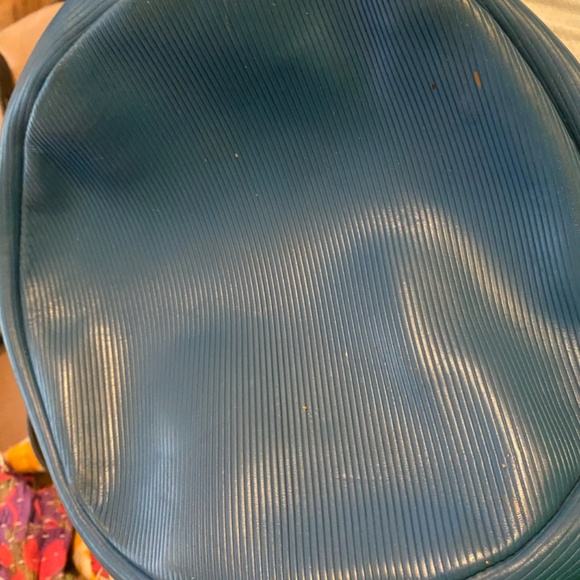 Large HARE AND HART BLUE AND CREAM BUCKET BAG - Picture 5 of 6